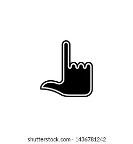 Flat linear design. Number two hand gesture icon for mobile applications, web sites and public use. Vector illustration. The index finger is raised up and palm. Attention! Pointer.