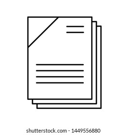 Flat linear design. Office document icon for applications, web sites and business industries. Paper sheets with abstract text. Pile of papers, contract, reporting. - Vector.