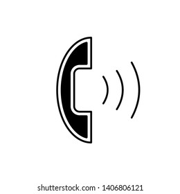 Flat linear design. Outgoing call icon for apps, public places and web sites. Handset and outgoing signal. Vector illustration
