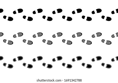 Flat linear design. The path of human footprints in shoes. Human footprints isolated on a white background. Vector illustration.	
