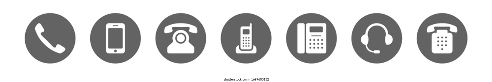 Flat linear design. Phone icon collection. Call sign. Isolated on a white background. Vector illustration.