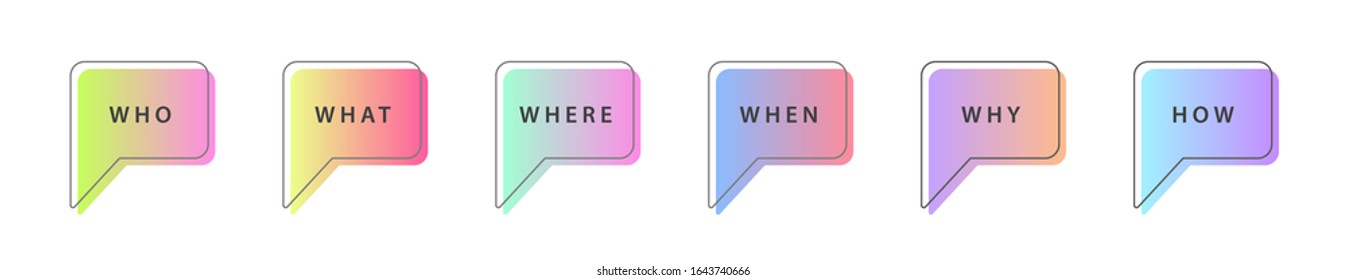 Flat linear design. Questions speech bubbles isolated on white background. Vector illustration.