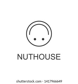 Flat linear design. Round smiling smiley upside down. Vector. Conceptual. Logo, symbol, sign. Madhouse!