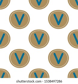 Flat linear design. Seamless texture of the English alphabet. Letter - V. Can be used for wallpaper, pattern fills, web page, surface textures, textile print, wrapping paper - Vector