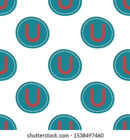 Flat linear design. Seamless texture of the English alphabet. Letter - U. Can be used for wallpaper, pattern fills, web page, surface textures, textile print, wrapping paper - Vector