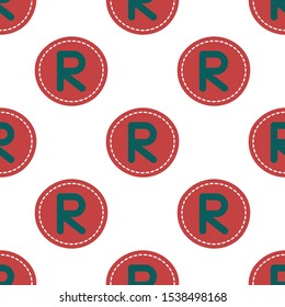 Flat linear design. Seamless texture of the English alphabet. Letter - R. Can be used for wallpaper, pattern fills, web page, surface textures, textile print, wrapping paper - Vector