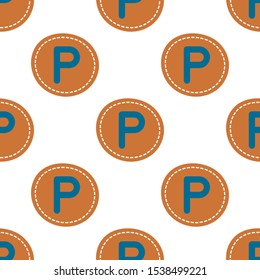 Flat linear design. Seamless texture of the English alphabet. Letter - P. Can be used for wallpaper, pattern fills, web page, surface textures, textile print, wrapping paper - Vector