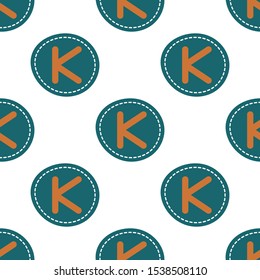Flat linear design. Seamless texture of the English alphabet. Letter - K. Can be used for wallpaper, pattern fills, web page, surface textures, textile print, wrapping paper - Vector