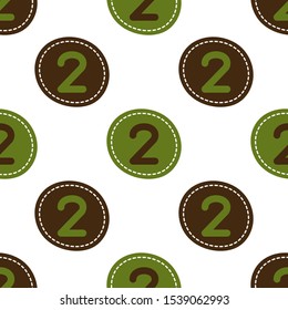 Flat linear design. Seamless texture of numbers. Numeral - 2. Can be used for wallpaper, pattern fills, web page, surface textures, textile print, wrapping paper - Vector
