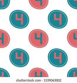 Flat linear design. Seamless texture of numbers. Numeral - 4. Can be used for wallpaper, pattern fills, web page, surface textures, textile print, wrapping paper - Vector