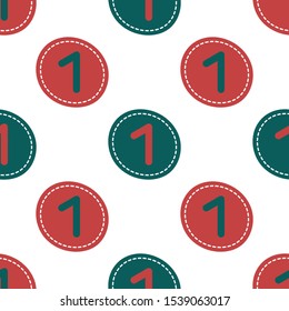 Flat linear design. Seamless texture of numbers. Numeral - 1. Can be used for wallpaper, pattern fills, web page, surface textures, textile print, wrapping paper - Vector