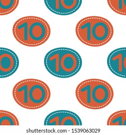Flat linear design. Seamless texture of numbers. Numeral - 10. Can be used for wallpaper, pattern fills, web page, surface textures, textile print, wrapping paper - Vector