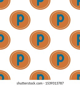 Flat linear design. Seamless texture of the English alphabet. Letter - p. Can be used for wallpaper, pattern fills, web page, surface textures, textile print, wrapping paper - Vector