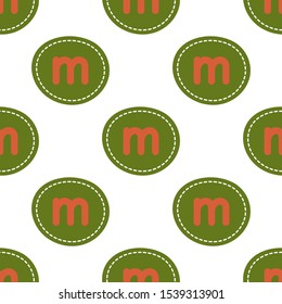 Flat linear design. Seamless texture of the English alphabet. Letter - m. Can be used for wallpaper, pattern fills, web page, surface textures, textile print, wrapping paper - Vector