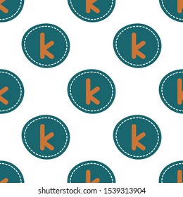 Flat linear design. Seamless texture of the English alphabet. Letter - k. Can be used for wallpaper, pattern fills, web page, surface textures, textile print, wrapping paper - Vector