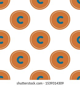 Flat linear design. Seamless texture of the English alphabet. Letter - c. Can be used for wallpaper, pattern fills, web page, surface textures, textile print, wrapping paper - Vector