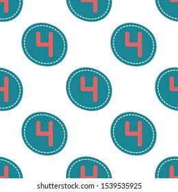 Flat linear design. Seamless texture of numbers. Numeral - 4. Can be used for wallpaper, pattern fills, web page, surface textures, textile print, wrapping paper - Vector