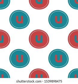 Flat linear design. Seamless texture of the English alphabet. Letter - u. Can be used for wallpaper, pattern fills, web page, surface textures, textile print, wrapping paper - Vector