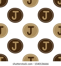 Flat linear design. Seamless texture of the English alphabet. Letter - J. Can be used for wallpaper, pattern fills, web page, surface textures, textile print, wrapping paper - Vector