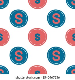 Flat linear design. Seamless texture of the English alphabet. Letter - S and s. Can be used for wallpaper, pattern fills, web page, surface textures, textile print, wrapping paper - Vector