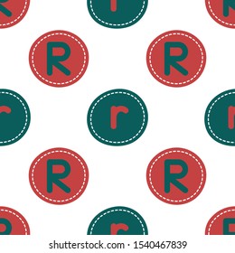 Flat linear design. Seamless texture of the English alphabet. Letter - R and r. Can be used for wallpaper, pattern fills, web page, surface textures, textile print, wrapping paper - Vector