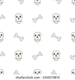 Flat linear design. Seamless texture of the human skull and bones. Can be used for wallpaper, pattern fills, web page, surface textures, textile print, wrapping paper - Vector