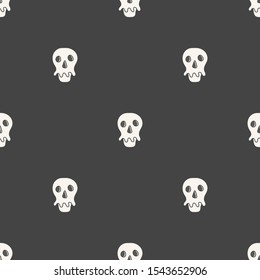 Flat linear design. Seamless texture of the human skull and bones. Can be used for wallpaper, pattern fills, web page, surface textures, textile print, wrapping paper - Vector