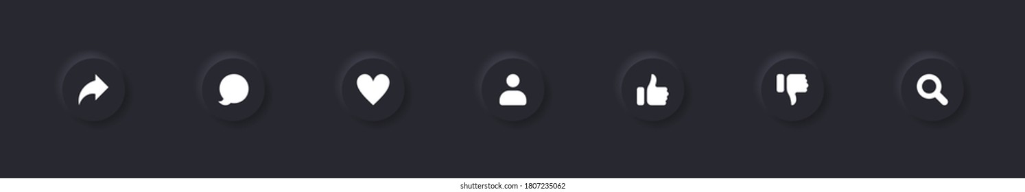 Flat linear design. Set of buttons with social media icons. Vector illustration