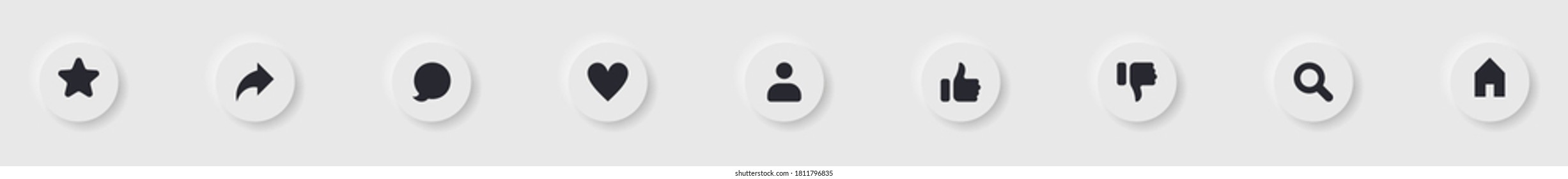 Flat linear design. Set of buttons with social media icons. Vector illustration