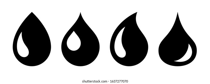 Flat linear design. Set of icons. Water drops isolated on a white background. Vector illustration.