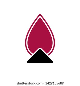 Flat linear design. Signpost for public and specialized places. The use of fire is allowed. Bonfire with a flame. Place of incineration of garbage or waste. Vector