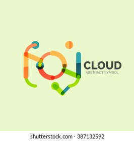 Flat linear design speech cloud logo. Talk bubble, modern geometric industrial thin line icon