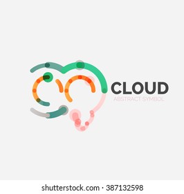 Flat linear design speech cloud logo. Talk bubble, modern geometric industrial thin line icon