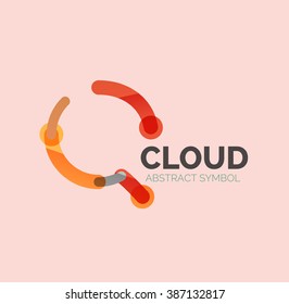 Flat linear design speech cloud logo. Talk bubble, modern geometric industrial thin line icon