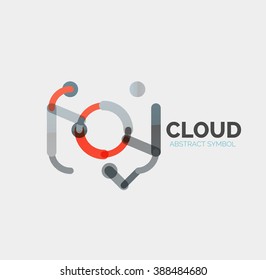 Flat linear design speech cloud logo. Talk bubble, modern geometric industrial thin line icon. Vector