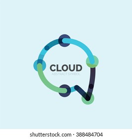 Flat linear design speech cloud logo. Talk bubble, modern geometric industrial thin line icon. Vector