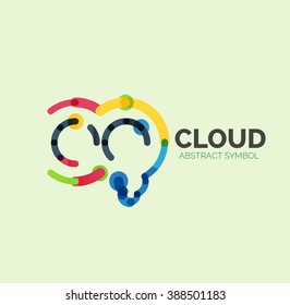 Flat linear design speech cloud logo. Talk bubble, modern geometric industrial thin line icon. Vector