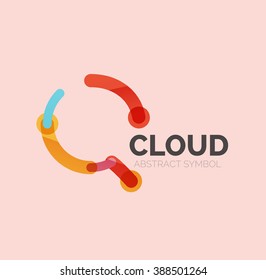 Flat linear design speech cloud logo. Talk bubble, modern geometric industrial thin line icon. Vector