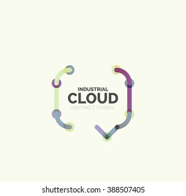 Flat linear design speech cloud logo. Talk bubble, modern geometric industrial thin line icon. Vector