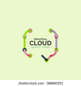 Flat linear design speech cloud logo. Talk bubble, modern geometric industrial thin line icon