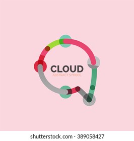 Flat linear design speech cloud logo. Talk bubble, modern geometric industrial thin line icon. Vector