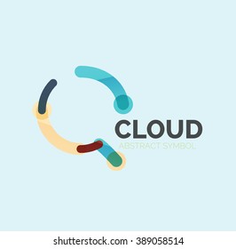 Flat linear design speech cloud logo. Talk bubble, modern geometric industrial thin line icon. Vector