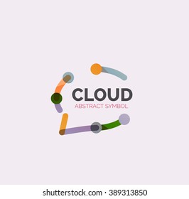 Flat linear design speech cloud logo. Talk bubble, modern geometric industrial thin line icon. Vector