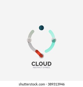 Flat linear design speech cloud logo. Talk bubble, modern geometric industrial thin line icon. Vector