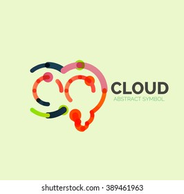 Flat linear design speech cloud logo. Talk bubble, modern geometric industrial thin line icon. Vector