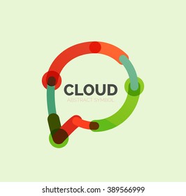 Flat linear design speech cloud logo. Talk bubble, modern geometric industrial thin line icon. Vector