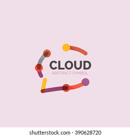 Flat linear design speech cloud logo. Talk bubble, modern geometric industrial thin line icon. Vector