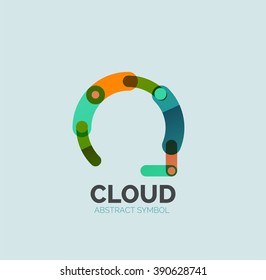 Flat linear design speech cloud logo. Talk bubble, modern geometric industrial thin line icon. Vector