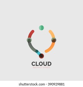 Flat linear design speech cloud logo. Talk bubble, modern geometric industrial thin line icon. Vector