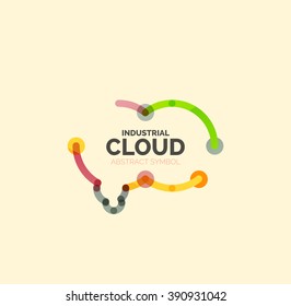Flat linear design speech cloud logo. Talk bubble, modern geometric industrial thin line icon. Vector